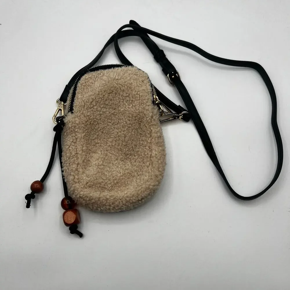Accessorize Off White Sherpa Small Crossbody Bag